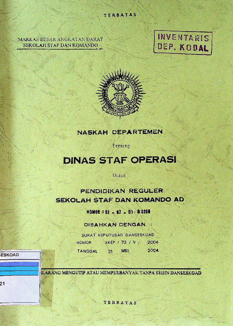 NASKAH DEPARTEMEN TENTANG DINAS STAF OPERASI